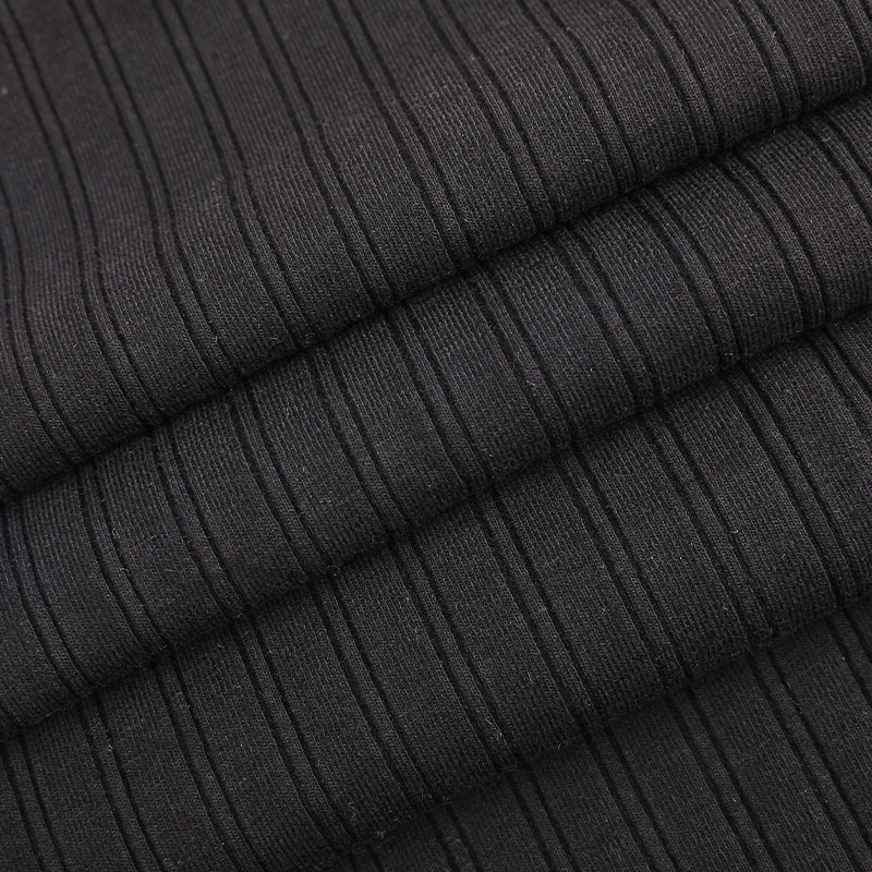 32s CVC + 40D Tejido acanalado de spandex a rayas 10x2 completamente chapado